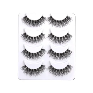 4 Pairs DIY Cluster Feeling Full Strip Eyelashes Clear Transparent Band with Fluffy 3D 5D 6D Effect False Lashes