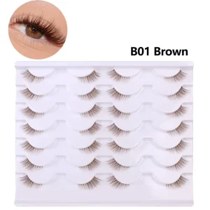 4 Pairs Half Lashes Cat Eye Style Winged Natural Look Synthetic Fiber False Eyelashes for Lifted Eye