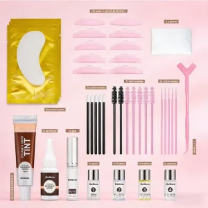 4 in 1 Lash Lift Brow Tint Kit with Vegan Odor Free Liquid and Cream Formula for Semi Permanent Lash Curling and Brow Lamination