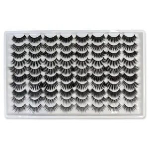 40 Pairs Strip Lashes Tray Mixed Styles Reusable 3D Natural Dramatic Faux Mink False Eyelashes Customizable