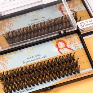 40D DIY Cluster Lashes Fluffy Private Label Natural DD Cluster Lash Kit Korean Pbt Segment Bond and Seal Tweezer Clusters Lash