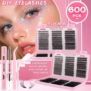 40P 20P 60P Cluster Lashes Kit Private Label Fluffy DIY Lash Extension Pink Eyelash Book