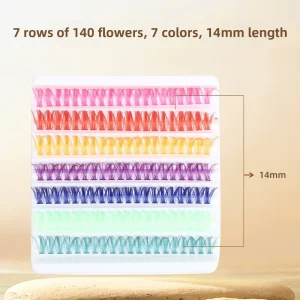40P DIY Eyelash Extensions Colorful Individual PBT Soft Fiber Cluster Lashes Segmented Fan Eyelashes