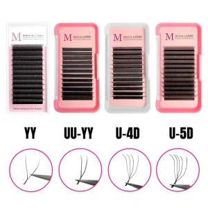 4D 5D YY U shaped Premade Handmade Extension Flowering W Lashes 0.07mm Mix Tray C D Curl Faux Mink Matte