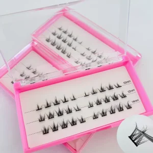 5 10 Days Pre Glued Handmade Thin Soft Invisible Band False Eyelashes Black Self Adhesive Press on DIY Cluster Lashes