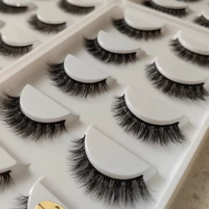 5对 天然柔软3D全条睫毛 假貂皮睫毛 包装盒