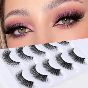 工厂样品 5对 3D 天然人造 Cils 貂皮条睫毛包 日常化妆 8-15 毫米 纤细蓬松假睫毛