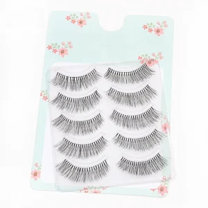 5 Pair Eyelashes Clear Band Crisscross Transparent Band False Eyelashes With Packaging Box