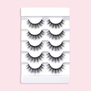 5 Pair Synthetic 3D One Piece False Eyelashes Natural Lengthening Nude Makeup in Stock