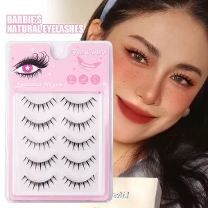 5 Pairs 3D Faux Mink Lashes Natural False Eyelashes Fluffy Soft Wispy Volume Cross Little Devil Sharpened Lashes Makeup Tools