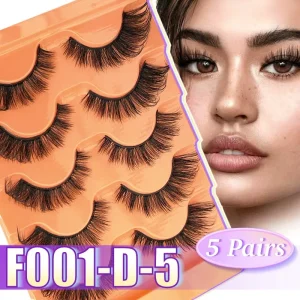 5 Pairs 3D Faux Mink Lashes Vegan 15mm Lash Strips Eyelashes