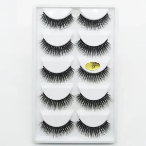 5 Pairs 8D Synthetic Fiber Full Strip 3D Multi Layered Black False Eyelashes for Enhancing Eyelashes Look