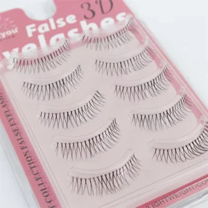 5 Pairs 9mm Mink Eyelashes Clear Band Eye Lashes Crisscross Transparent Band Upper Eyelashes Handmade Dramatic Lashes