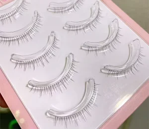5 Pairs Bottom Lashes Natural Manga Soft Band Eyelashes Short Thick False Eyelashes Clear Band Down Eyelashes Wispy