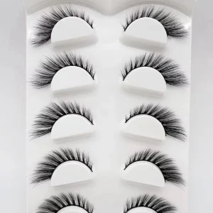 5 Pairs Cat Eye Winged Faux Mink Eyelashes 3D Full Strip Lashes From Foxy Eye Cat Eye Lashes