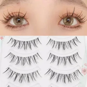 5 Pairs Clear Band 3D Full Strip False Eyelashes Handmade Natural Looking Style