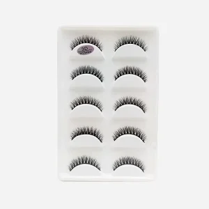 5 Pairs Clear Band False Eyelashes 3D Dramatic Volume One piece Curl Fake Lashes for Party Makeup