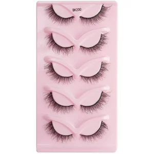 5 Pairs Cruelty Free Handmade Korean PBT Fiber Wool for Baby Wavy Lashes Faux Mink Natural for Private Full Strip Eyelash