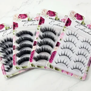 5 Pairs False Eyelashes Set Natural Long Thick Synthetic Fiber Strip Lashes Handmade Reusable Fake Eyelashes Eye Makeup