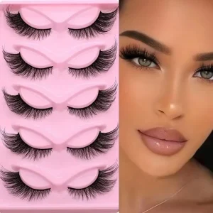5 Pairs False Eyelashes Strip Lashes Cat Eye Natural Gradient Semi Long Lashes Fox Eye Wing Mink Eyelash Extensions