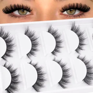 5 Pairs Fluffy False Lashes Natural 3D Volume Faux Mink Eyelashes Soft Lightweight Lashes for Daily Wear S03