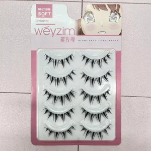 5 Pairs Full Strip Clear Band Faux Mink Eyelashes 0.07MM Thickness Black Handmade Glossy Transparent Tray Packaging