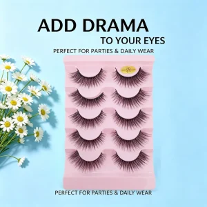 5 Pairs Handmade Cat Eye False Eyelashes Dramatic Long Thick Reusable Lashes for Evening Makeup and Bridal Use