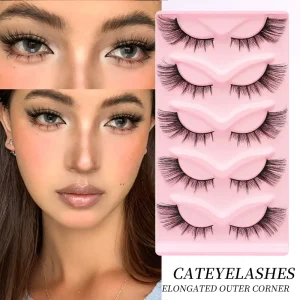 5 Pairs Handmade Eyelashes Natural 3d Eyelashes Cat Eye Faux Mink Lash Full Strip Eyelashes Beauty False Eyelashes