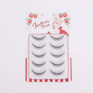 5 Pairs Handmade Reusable Eyelashes Strip Lashes Kit Clean Band Lash for Makeup