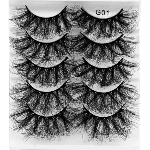 5 Pairs High Quality 3D Deep wave Lashes Custom Logo Natural False Eyelashes Handmade Full Strip Lashes Eyelash