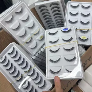 5 Pairs High Quality 3D Silk Eyelashes Custom Logo Natural Cat Eye False Eyelashes Handmade Full Strip Lashes
