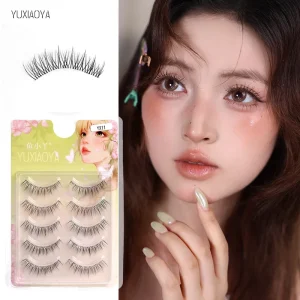 5 Pairs High Quality 3D Silk Eyelashes Custom Logo Natural False Eyelashes Handmade Full Strip Lashes