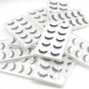 5 Pairs High Quality 3D Silk Eyelashes Custom Logo Natural False Eyelashes Handmade Full Strip Lashes