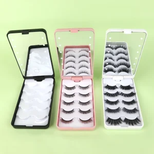5 Pairs Lash Cases LED Light Mirror 3d Mink Eyelashes