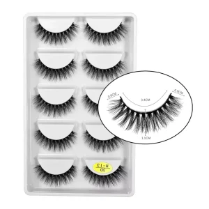 5 Pairs Lash Tray Faux Mink Strip Lashes Most Popular 3d H13 Handmade Soft 18mm 20mm Natural Lashes Full Strip Eyelashes
