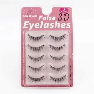 5 Pairs Mink Clear Strip Lashes with Box Wispy Soft Natural Long Small Cat Eyelashes Extension Makeuppestanas Postizas