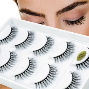 5 Pairs PBT Synthetic Fiber Korean Silk False Eyelashes Full Strip 3D High Quality Faux Mink Lashes Cruelty Free Handmade 8 15mm