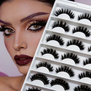 5 Pairs Semi Hand Made Cat Eye Lashes 10mm-20mm Winged Cruelty Free Reusable Synthetic Hair Full Strip Black Cotton