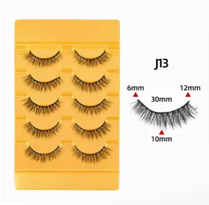 5 Pairs Soft Black Band Half Lashes Natural Daily Wear Wispy Cat Eye Fox Eye Reusable Self-Adhesive False Eyelashes OEM ODM