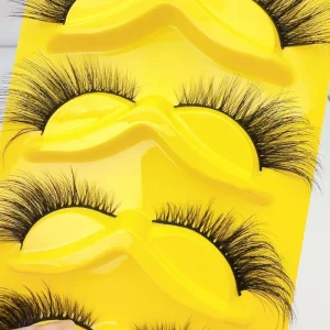 5 Pairs Strip Lashes Cat Eye Natural Gradient Semi Long Lashes Fox Eye Wing Shape Cat Eye Mink Eyelash Extensions