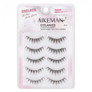 5 Pairs Strip Lashes Natural Look False Eyelashes Wispy Soft Fluffy Everyday Wear Foldable Box
