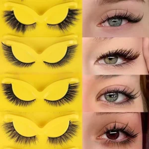5 Pairs Thick 3D Fluffy Full Strip Synthetic Hair False Eyelashes Mixed Length Natural Looking Fluffy Eyelashes