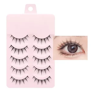 5 Pairs Tray Ultra fine Lasting and Firm Manga Natural Look Invisible Wispy 3D Super Soft and Reusable Lashes Extention