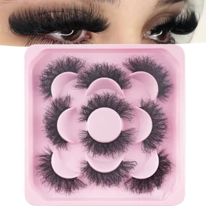 5 Pairs Ultra Fluffy Faux Mink Dramatic Explosive Volume False Eyelashes Soft Lightweight Black Band for Stage & Party E14