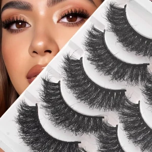 5 Pairs Ultra Fluffy Faux Mink Lashes Dramatic Explosive Volume False Eyelashes Soft Black Band Lashes for Stage & Party Makeup