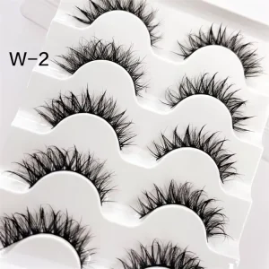 5 Pairs Wet Style 3D Fake Lashes Dramatic Volume Thick Lashes Natural False Eyelashes Thick Dramatic False Eyelashes