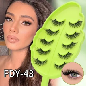 5 Pairs Wispy Volume False Eyelashes Natural Curly Thick Lashes Dramatic Makeup Style Reusable Handmade Eyelash