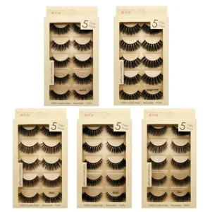 5 Pairs of Natural Long 3D Mink Eyelash Extensions Full Strip Thick Lashes for Makeup Maquillaje Faux Cils