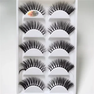 5 Pairs of Premium Synthetic Lashes Fiber Black Cotton 5d Natural Thick Mink False Eyelashes H02