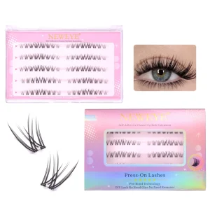 5 Rows Pack Glue Free Lower Lashes Mixed Length J Curl Cluster Lashes No Glue Needed Long Lasting Reusable 2-3 Times
